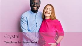  Presentation with baby smile - Audience pleasing PPT layouts consisting of young-interracial-couple-expecting backdrop and a coral colored foreground