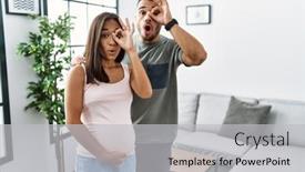  Presentation with baby - Slide deck enhanced with young-interracial-couple-expecting background and a light gray colored foreground