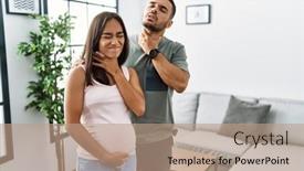  Presentation with sore throat - Presentation theme with young-interracial-couple-expecting background and a coral colored foreground