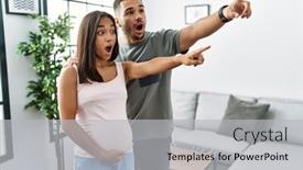 Presentation with baby - Theme consisting of young-interracial-couple-expecting background and a  colored foreground