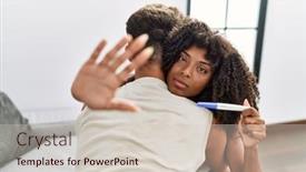  Presentation with pregnancy - PPT theme having young-interracial-couple-holding-pregnancy background and a lemonade colored foreground