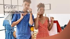  Presentation with lips mouth - PPT theme featuring young-interracial-couple-holding-shopping background and a coral colored foreground