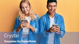  Presentation with catholic couple silhouette of young - Beautiful slide set featuring young-interracial-couple-using-smartphone backdrop and a teal colored foreground