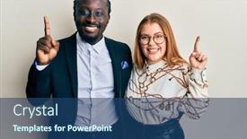  Presentation with young happy couple - Beautiful presentation theme featuring young-interracial-couple-wearing-business backdrop and a ocean colored foreground
