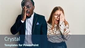  Presentation with face pain - PPT layouts with young-interracial-couple-wearing-business background and a ocean colored foreground