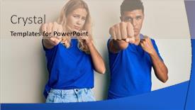  Presentation with violence - Colorful presentation design enhanced with young-interracial-couple-wearing-casual backdrop and a soft green colored foreground