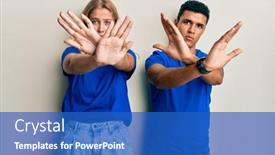  Presentation with negative - Amazing slide deck having young-interracial-couple-wearing-casual backdrop and a teal colored foreground