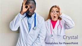  Presentation with eye doctor - Presentation enhanced with young-interracial-couple-wearing-doctor background and a sky blue colored foreground