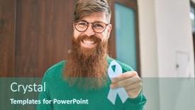  Presentation with awareness - Slide deck having young-irish-man-smiling-happy background and a ocean colored foreground