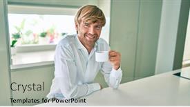  Presentation with irish - Cool new slide deck with young-irish-man-smiling-happy backdrop and a light gray colored foreground