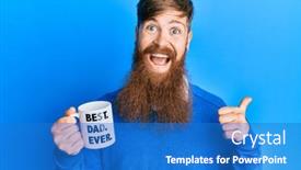  Presentation with coffe - PPT layouts featuring young-irish-redhead-man-drinking background and a teal colored foreground