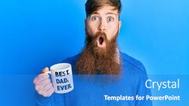  Presentation with coffe - PPT theme with young-irish-redhead-man-drinking background and a teal colored foreground