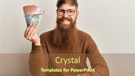  Presentation with standing sitting - Colorful presentation enhanced with young-irish-redhead-man-holding backdrop and a tawny brown colored foreground