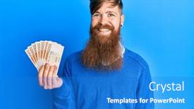  Presentation with south korean - Slide set featuring young-irish-redhead-man-holding background and a cobalt blue colored foreground