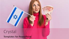  Presentation with israel flag - Theme enhanced with young-irish-woman-holding-israel background and a coral colored foreground