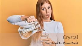  Presentation with pouring water - Slides having young-irish-woman-pouring-water background and a coral colored foreground