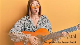  Presentation with classical guitar - Theme with young-irish-woman-wearing-boho background and a gold colored foreground