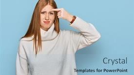  Presentation with acne woman - Colorful PPT theme enhanced with young-irish-woman-wearing-casual backdrop and a light blue colored foreground
