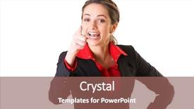  Presentation with finger point - PPT layouts featuring young irritated businesswoman point with her finger and shout isolated on white background and a violet colored foreground