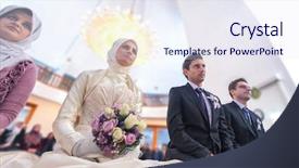  Presentation with marrying - Beautiful presentation featuring young islamic couple marrying backdrop and a sky blue colored foreground