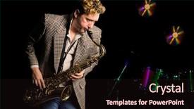  Presentation with jazz music - Slides featuring young jazz musician with saxophone background and a  colored foreground