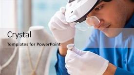  Presentation with workshop - PPT theme with young jeweler working in his background and a soft green colored foreground