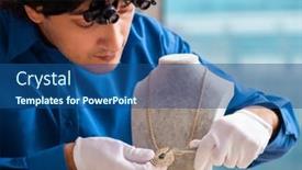  Presentation with railway workshop india - Presentation design consisting of young-jeweler-working background and a ocean colored foreground