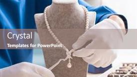  Presentation with electronics workshop - Presentation theme with young-jeweler-working background and a gray colored foreground