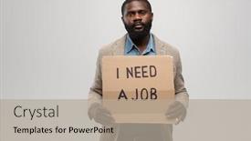  Presentation with african ethnicity - Slide deck enhanced with young-jobless-man-of-african background and a mint green colored foreground