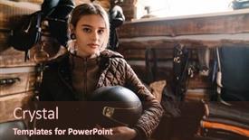 Presentation with horse riding - Slide deck consisting of young-jockey-woman-preparing-horse background and a  colored foreground