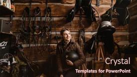  Presentation with phone - Presentation having young-jockey-woman-using-mobile background and a wine colored foreground