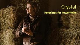  Presentation with phone - Theme having young-jockey-woman-using-mobile background and a wine colored foreground