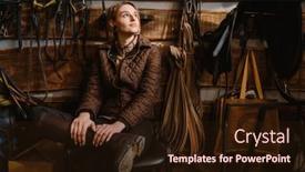  Presentation with phone - Presentation consisting of young-jockey-woman-using-mobile background and a wine colored foreground