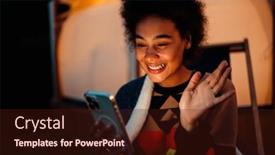  Presentation with glamping - Slide set enhanced with young-joyful-african-woman background and a wine colored foreground