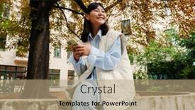  Presentation with joyful - Slide deck enhanced with young-joyful-asian-girl background and a coral colored foreground