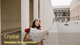  Presentation with asian map - Presentation theme consisting of young-joyful-asian-woman background and a violet colored foreground