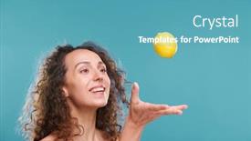  Presentation with isolation - Amazing slide deck having young-joyful-woman-with-toothy backdrop and a teal colored foreground