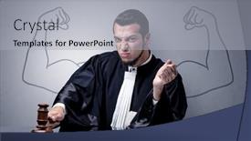  Presentation with judge - Amazing PPT theme having young-judge-with-brawny-design backdrop and a light gray colored foreground