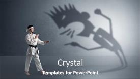  Presentation with black-man - Colorful slide deck enhanced with young-karate-man-fighting backdrop and a gray colored foreground