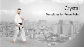  Presentation with karate - Amazing slides having young karate trainer doing karate backdrop and a white colored foreground