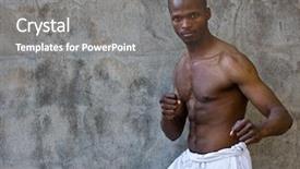  Presentation with rotary training - Presentation theme featuring young karateka training wall background background and a gray colored foreground