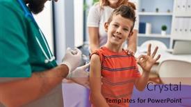  Presentation with vaccine - Presentation theme featuring young-kid-getting-vaccine background and a red colored foreground