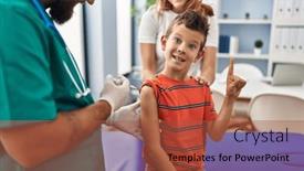  Presentation with vaccine - Presentation theme featuring young-kid-getting-vaccine background and a red colored foreground