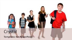  Presentation with school family - Beautiful presentation design featuring young kids are ready backdrop and a soft green colored foreground