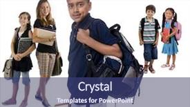  Presentation with school family - Presentation theme with young kids are ready for school education family learning background and a ocean colored foreground