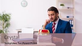  Presentation with office king - Colorful slides enhanced with young-king-businessman-employee-working backdrop and a coral colored foreground