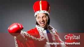  Presentation with royal - Presentation theme featuring young king businessman in royal concept background and a tawny brown colored foreground