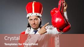  Presentation with royal - Presentation enhanced with young king businessman in royal concept background and a coral colored foreground