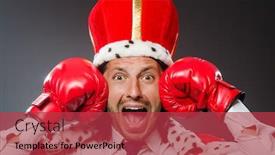  Presentation with royal - Presentation theme consisting of young king businessman in royal concept background and a red colored foreground