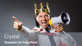  Presentation with royal - PPT theme having young-king-businessman-in-royal background and a gray colored foreground